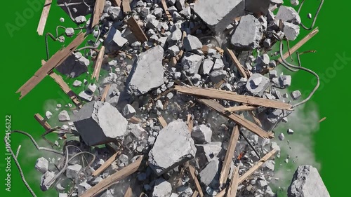 Wallpaper Mural Dynamic 3D debris explosion with concrete and wood fragments Torontodigital.ca