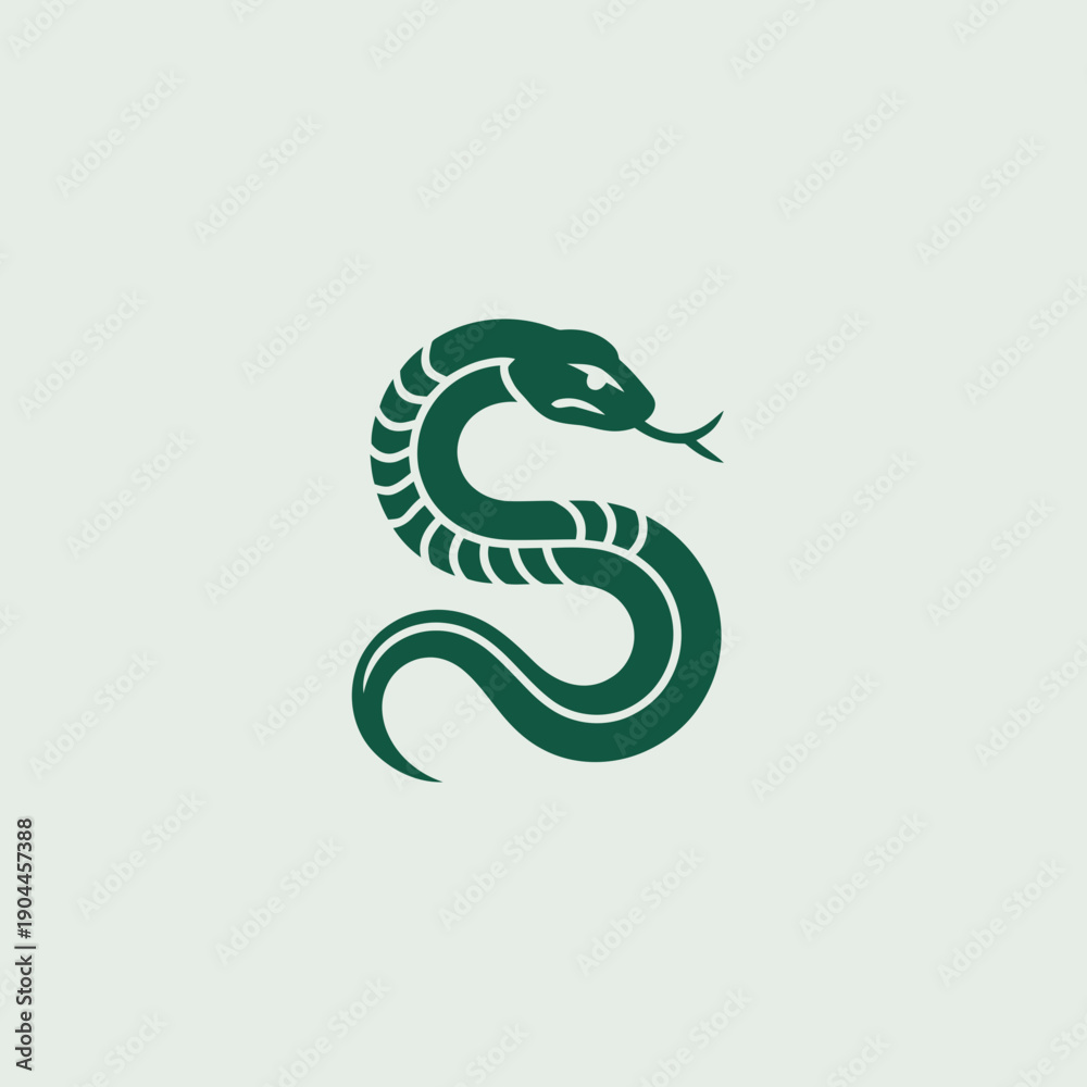 Obraz premium Elegant green snake logo design for branding and identity