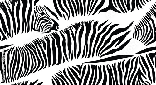Zebra pattern seamless texture black and white design modern style