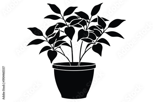 potted plant silhouette vector illustration