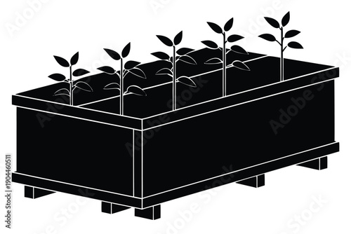 modular planter box system silhouette vector illus