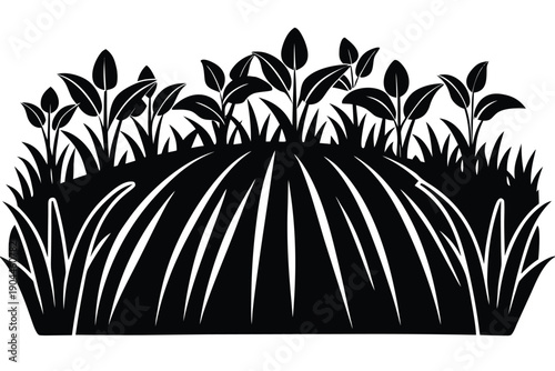 green manure crop field silhouette vector illustra