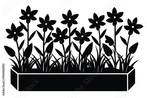 flower bed silhouette vector illustration