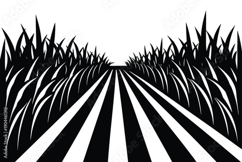 crop field boundary lines silhouette vector illust