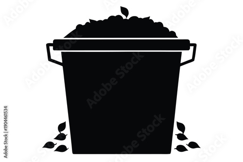 compost bin silhouette vector illustration