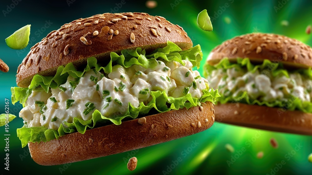 custom made wallpaper toronto digitalGourmet Chicken Salad Sandwich with Lettuce on Toasted Seeded Bun