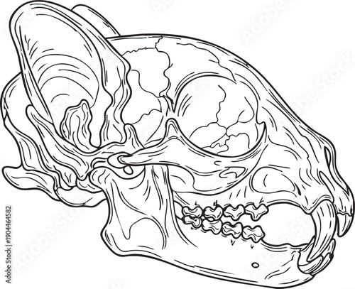 Detailed Illustration of Animal Skull Structure.