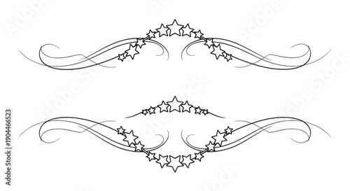 Star-themed decorative dividers with elegant swirls for cosmic and artistic designs