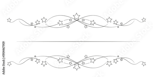 Elegant starry swirl dividers in fine line design for decorative and creative projects