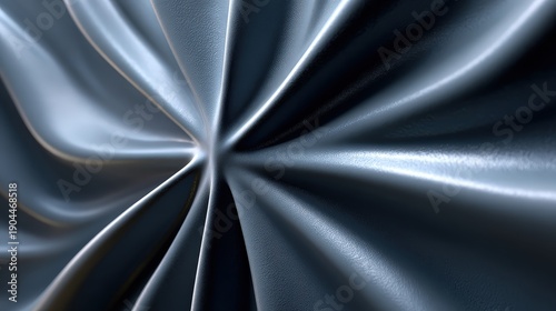 Abstract Blue Leather Texture with Radiating Pleats and Folds