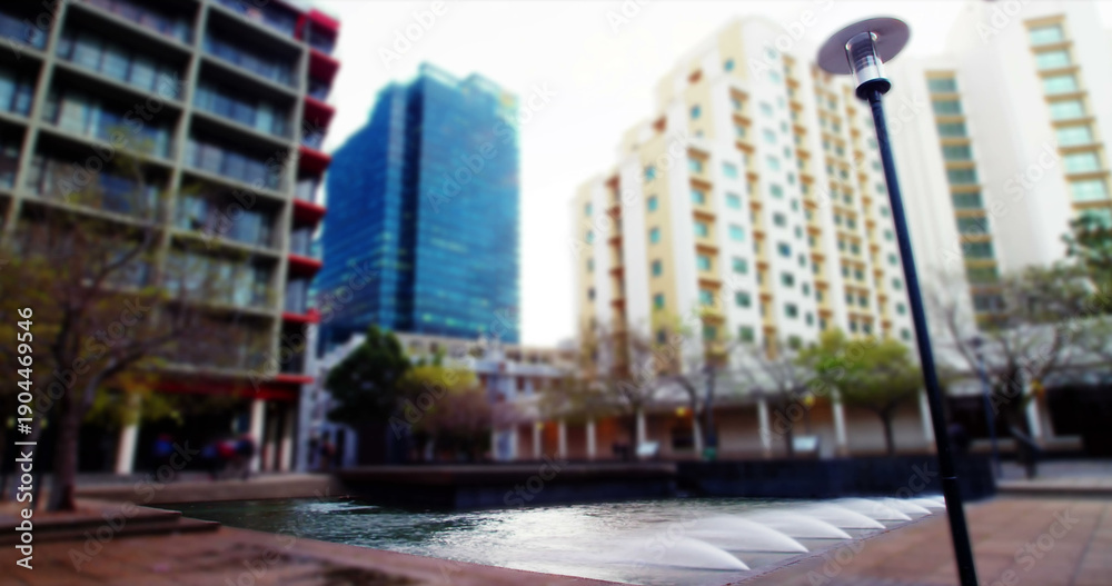 Obraz premium Financial curves over city's buildings.