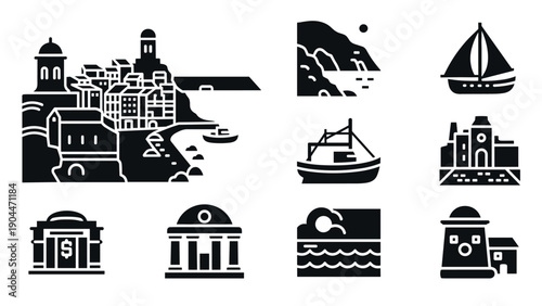 Coastal icons: nautical and marine themed designs for urban and nature settings