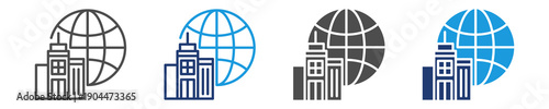 multinational corporations icon set multiple style