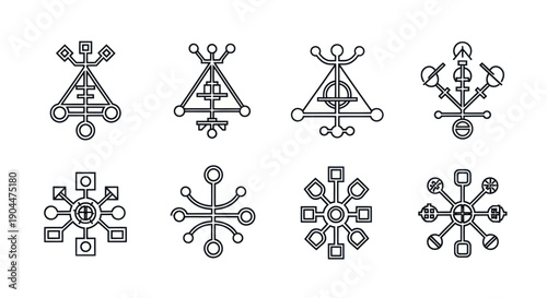 Collection of Esoteric Geometric Symbols Line Art Set