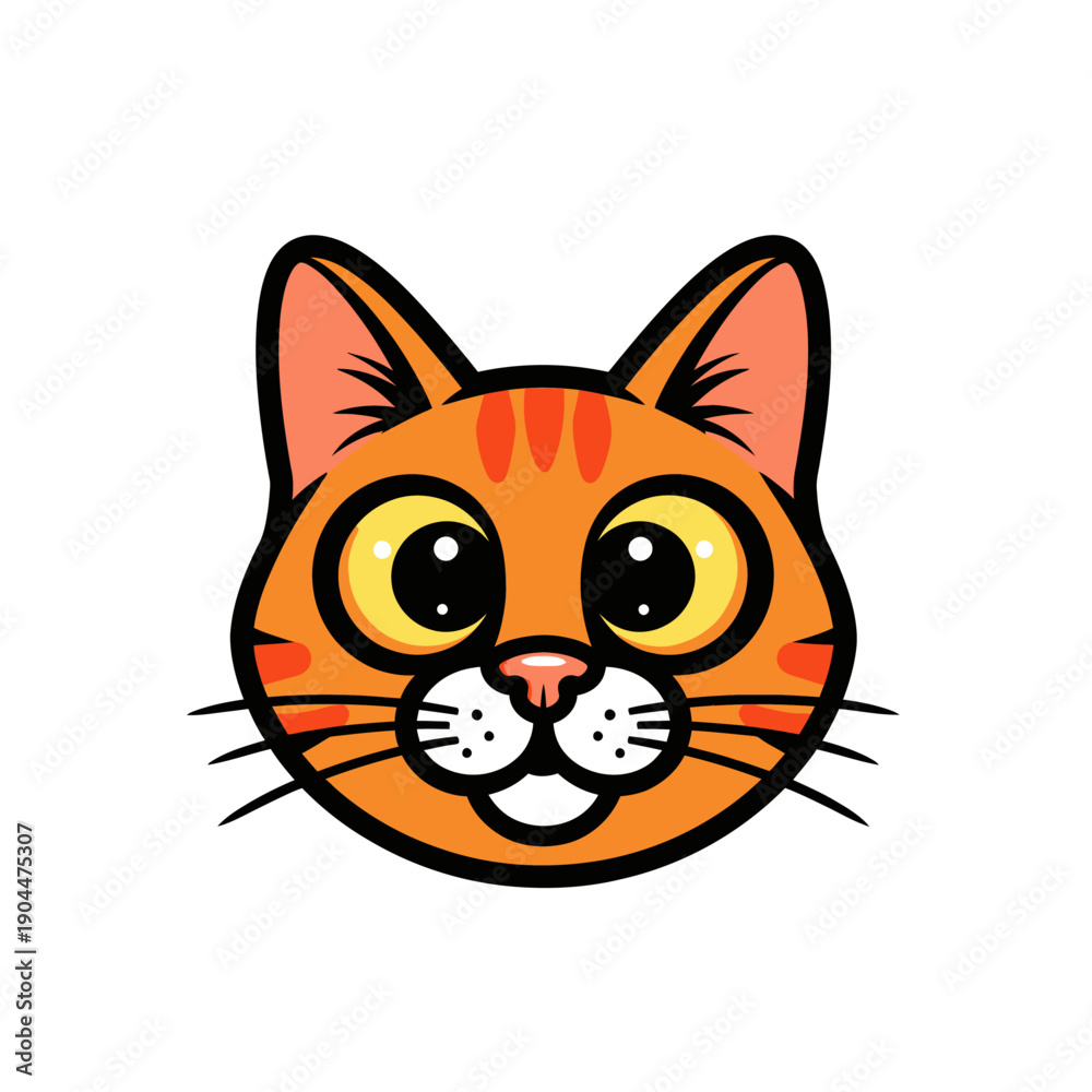 Fototapeta premium Cute cartoon orange cat face vector illustration