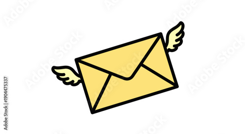 Flying Mail Icon on White Background