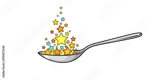 Spoonful of Colorful Stars - Magical Whimsical Illustration