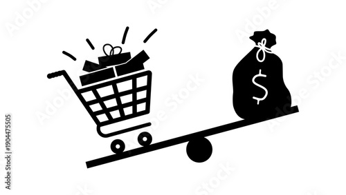 growing prices symbol, black isolated silhouette