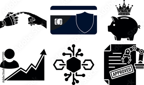 Six representing finance and technology robotic credit card