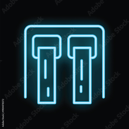Blue glowing neon icon of electric car charging station representing eco friendly transportation solutions