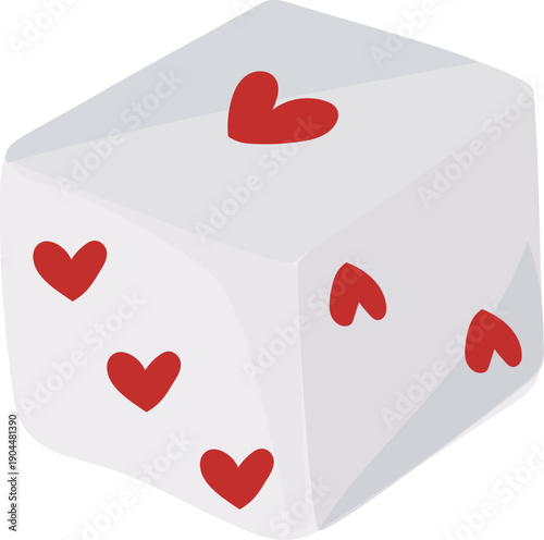 White dice with hearts cute valentines game icon sticker
