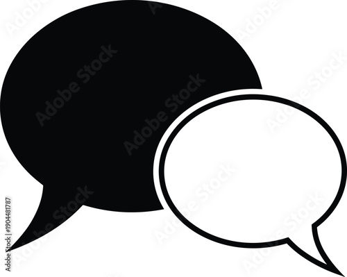 Minimalist illustration of overlapping speech bubbles, abstract communication concept, dialogue design, social interaction symbol, messaging conversation icon for creative projects