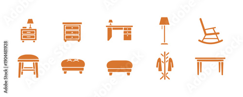 Set of Furniture Outline Icons

