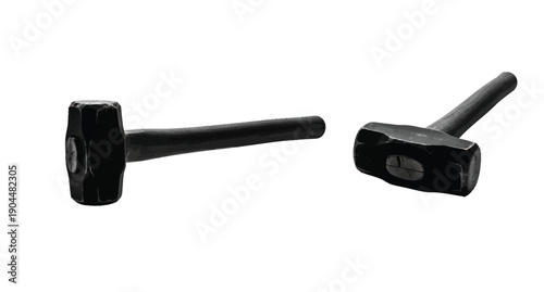 Two black rubber mallets displayed on a clean white background