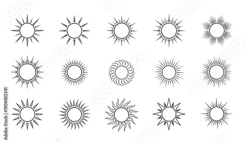 Sun-shaped figure icon collection vector illustration