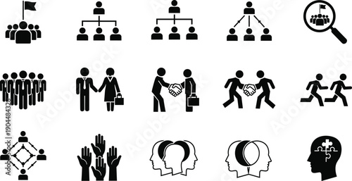 Business People and Teamwork Vector Icon Set 