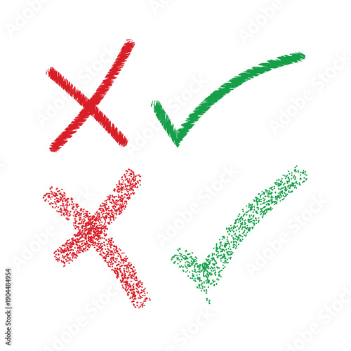A comparison of two different types of check marks and crosses.