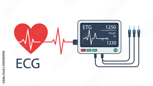 Digital hospital monitor displaying an electrocardiogram pulse and vital sign data for patient health tracking.