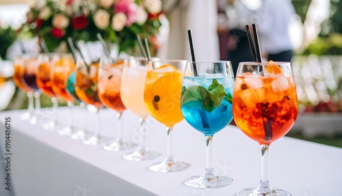 Wallpaper Mural A Colorful Array of Refreshing Cocktails Lined Up on a Table. Torontodigital.ca