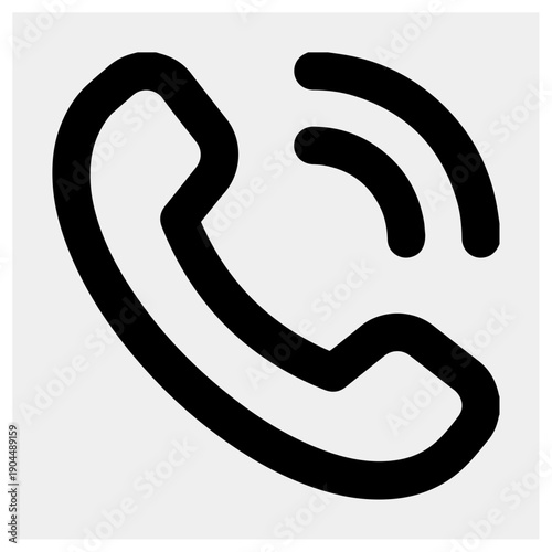 Black and white illustration of a classic telephone receiver icon