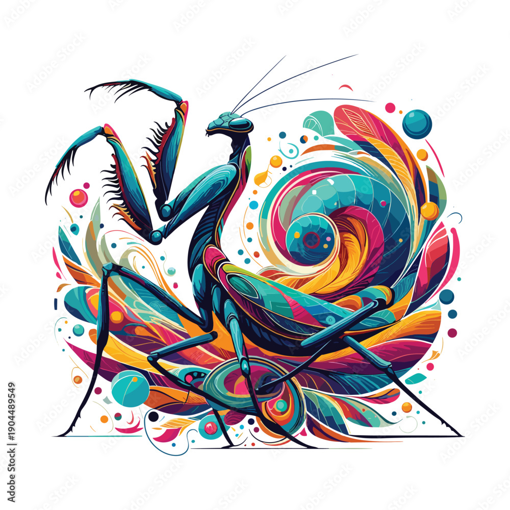 Obraz premium Kung Fu Mantis Battle Scene Vector Design