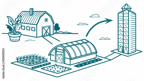 Sustainable Farming and Vertical Agriculture Concept Illustration