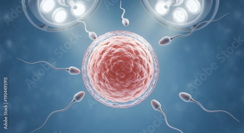 Artificial Insemination Process with Multiple Sperm Approaching the Egg in a Laboratory Environment