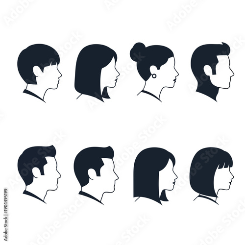 Illustration of diverse hairstyles showcasing various haircuts and styles