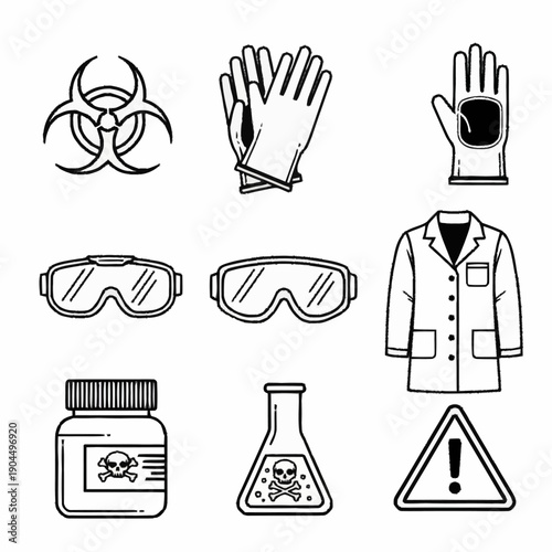 Collection of Scientific and Safety Equipment Icons.