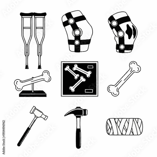 Medical and Orthopedic Equipment Collection Icons.