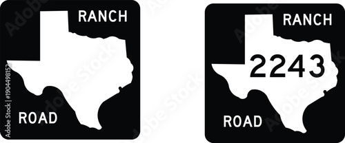 Texas Ranch Road Secondary Highway Marker Sign Editable Template