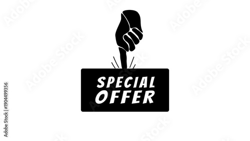 special offer symbol, black isolated silhouette