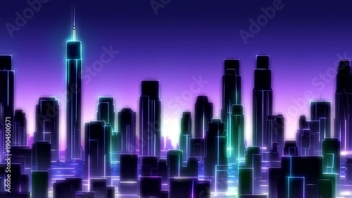 Wallpaper Mural Neon City Skyline Torontodigital.ca
