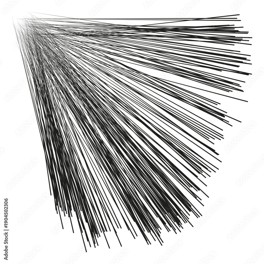 Obraz premium Black rays bundle. Spreading line pattern. Dynamic Vector motion. Professional abstract texture. Isolated object art.