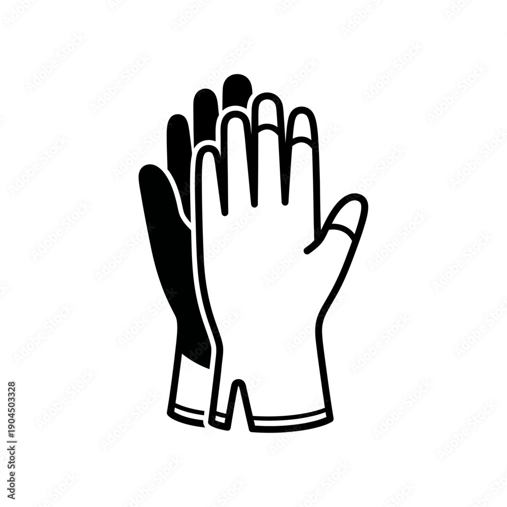 Obraz premium Pair of black and white protection gloves icon isolated on white background