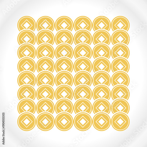 arrangement of Chinese coins