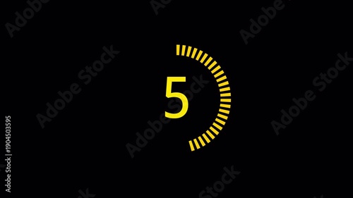 Simple countdown timer animation from 10 seconds to 0 seconds on a transparent background with alpha channel.4k video
