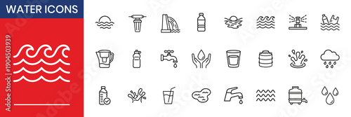 Water Utility Plumbing Irrigation Drop Icons