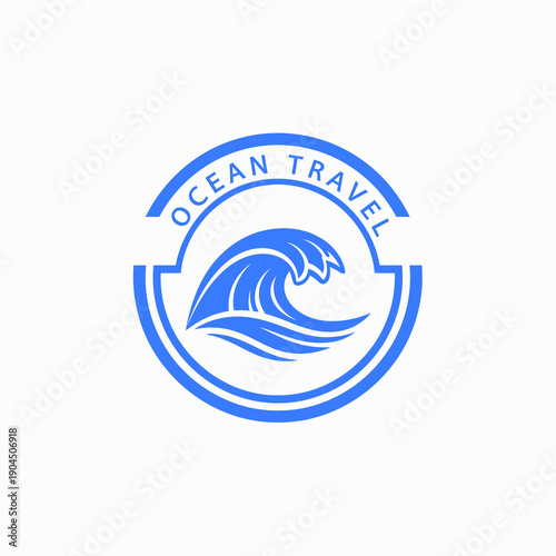 Blue Ocean Travel Logo with Stylized Wave Icon for Tourism and Vacation Business