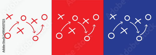 football tactics Icon. Symbol isolated white background. vector illustration. color editable